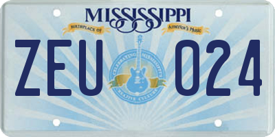 MS license plate ZEU024