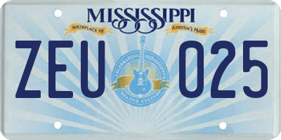 MS license plate ZEU025