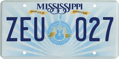 MS license plate ZEU027