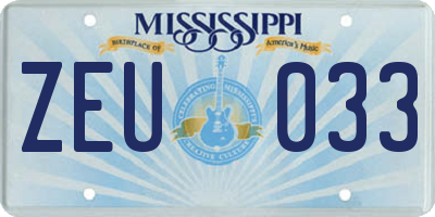 MS license plate ZEU033