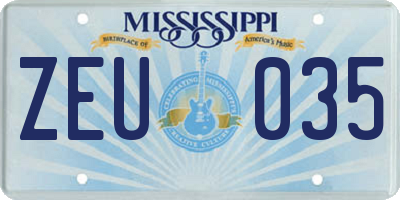 MS license plate ZEU035