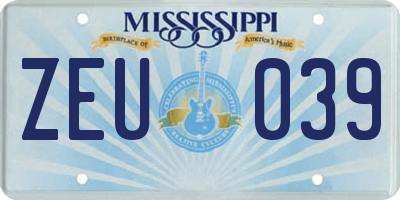 MS license plate ZEU039