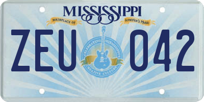 MS license plate ZEU042