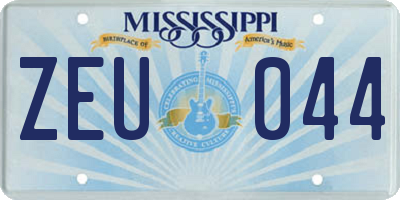 MS license plate ZEU044