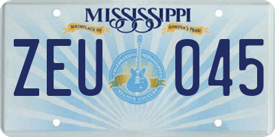 MS license plate ZEU045