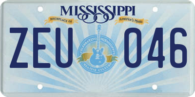 MS license plate ZEU046