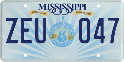 MS license plate ZEU047
