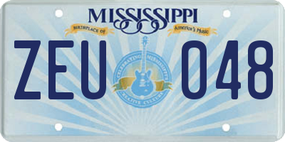 MS license plate ZEU048