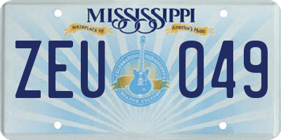 MS license plate ZEU049