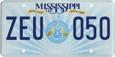 MS license plate ZEU050