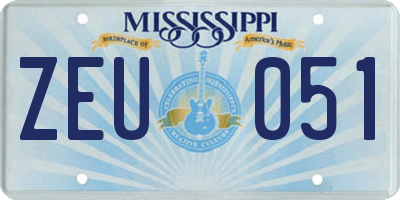 MS license plate ZEU051