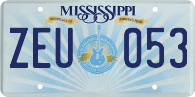 MS license plate ZEU053