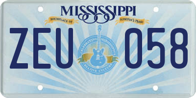 MS license plate ZEU058