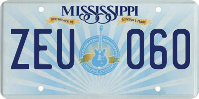 MS license plate ZEU060