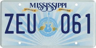 MS license plate ZEU061