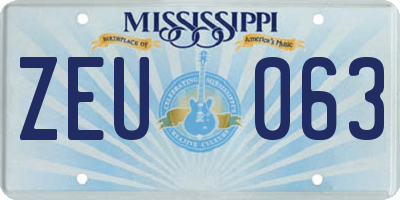 MS license plate ZEU063
