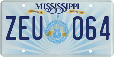 MS license plate ZEU064
