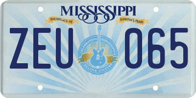 MS license plate ZEU065