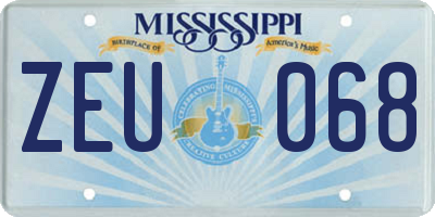 MS license plate ZEU068