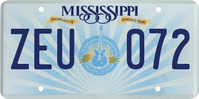 MS license plate ZEU072