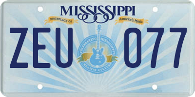 MS license plate ZEU077