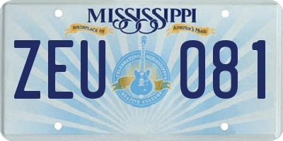 MS license plate ZEU081
