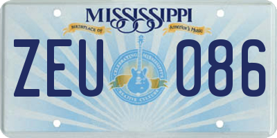 MS license plate ZEU086