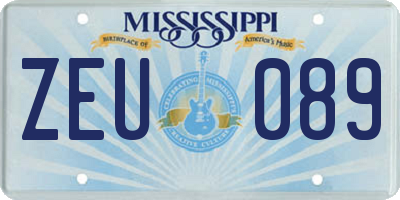 MS license plate ZEU089