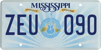 MS license plate ZEU090