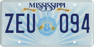 MS license plate ZEU094