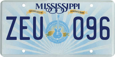 MS license plate ZEU096