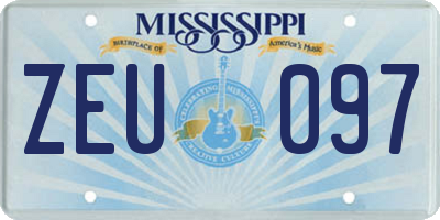 MS license plate ZEU097