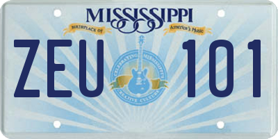 MS license plate ZEU101