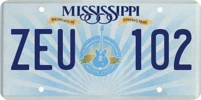 MS license plate ZEU102