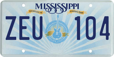 MS license plate ZEU104