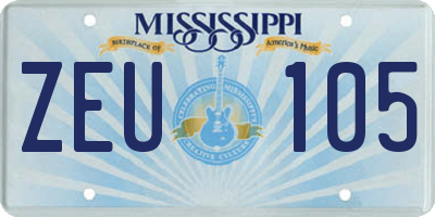 MS license plate ZEU105