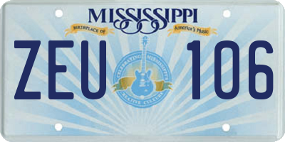 MS license plate ZEU106