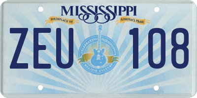MS license plate ZEU108