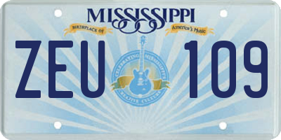MS license plate ZEU109