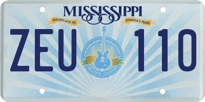 MS license plate ZEU110