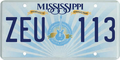 MS license plate ZEU113