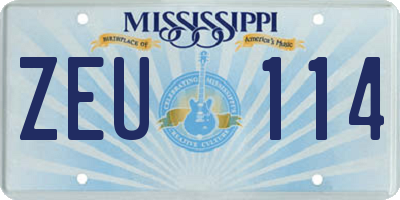 MS license plate ZEU114