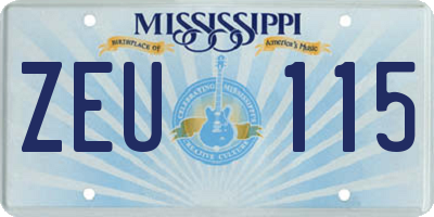 MS license plate ZEU115
