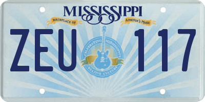 MS license plate ZEU117