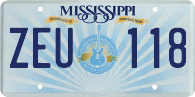 MS license plate ZEU118