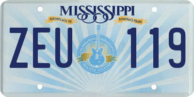 MS license plate ZEU119