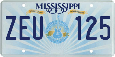 MS license plate ZEU125