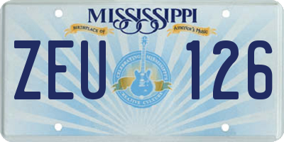 MS license plate ZEU126