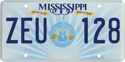 MS license plate ZEU128