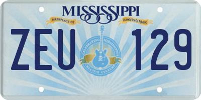 MS license plate ZEU129